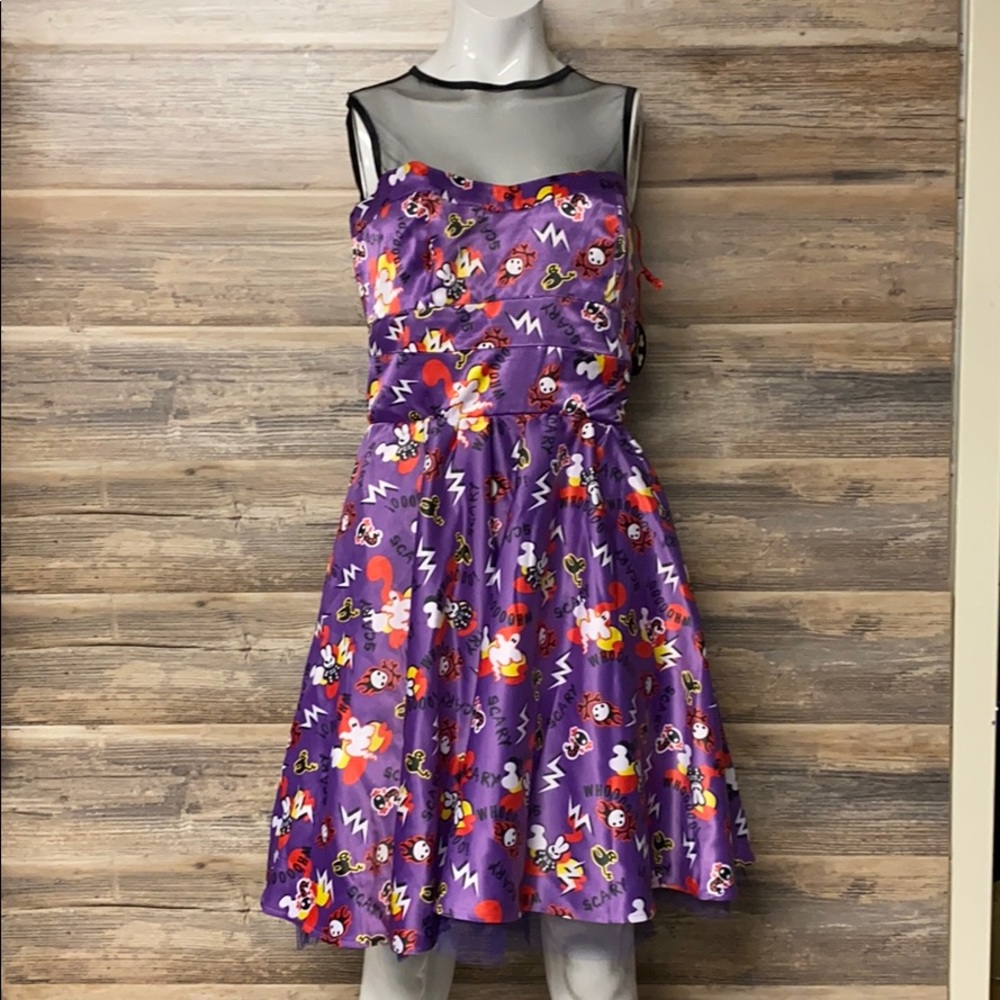 Hell Bunny Ghosts Satin Tulle Sleeveless Halloween Dress NWT G1